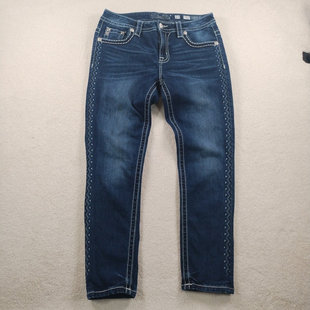 Miss Me Jeans Women's 27 Fits 30x27 Slim Boyfriend Ankle Stretch Embroidered 💎
